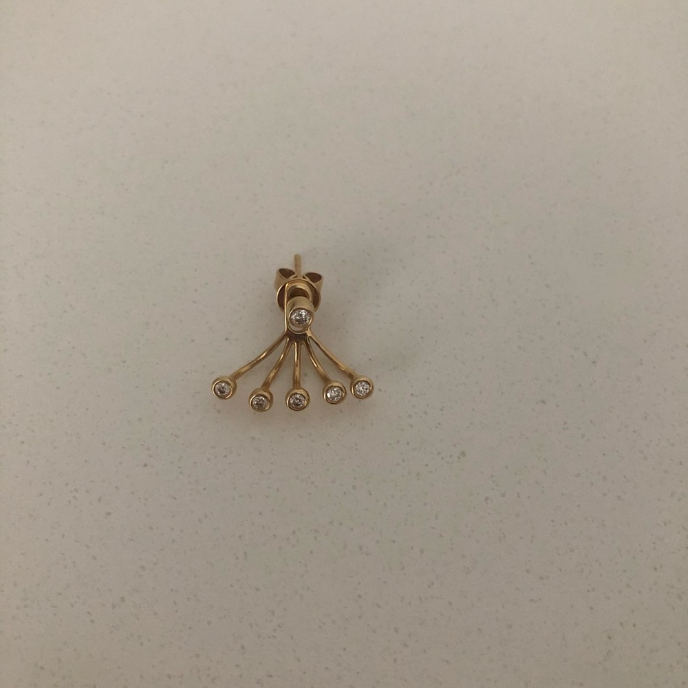 EF collection 14k Gold bezel diamond ear jacket.